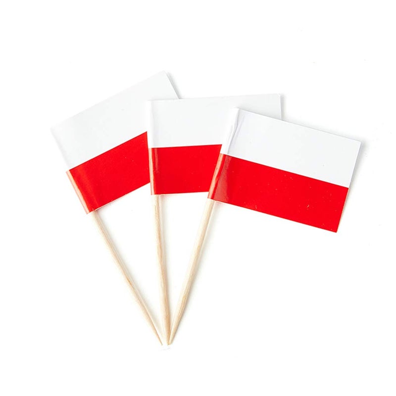 mflagperft Poland Flag Polish Small Toothpick Mini Cupcake Flags Decorations (100 pcs) - Image 1