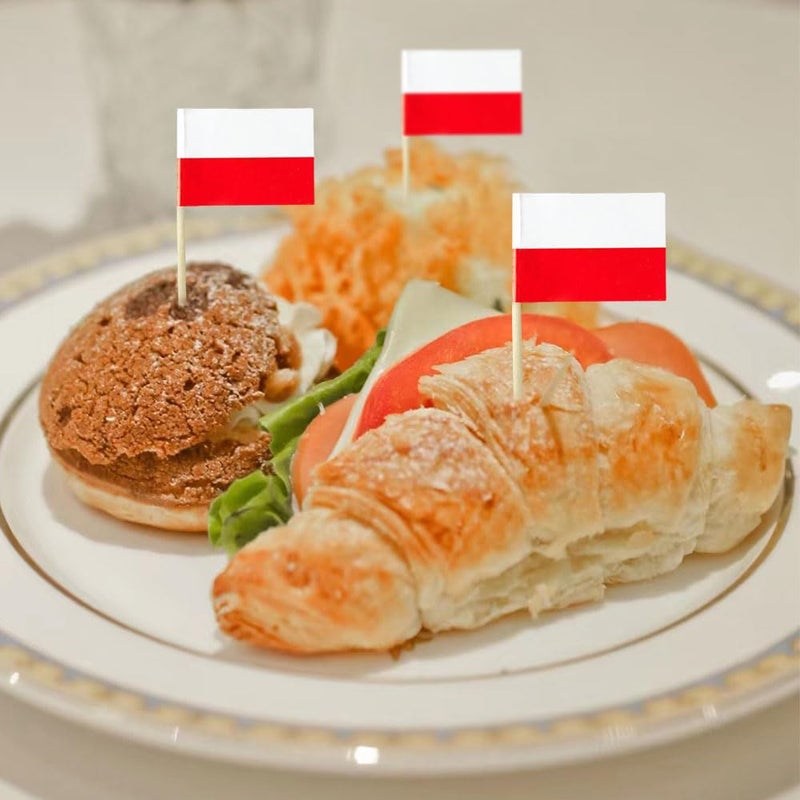 mflagperft Poland Flag Polish Small Toothpick Mini Cupcake Flags Decorations (100 pcs) - Image 5