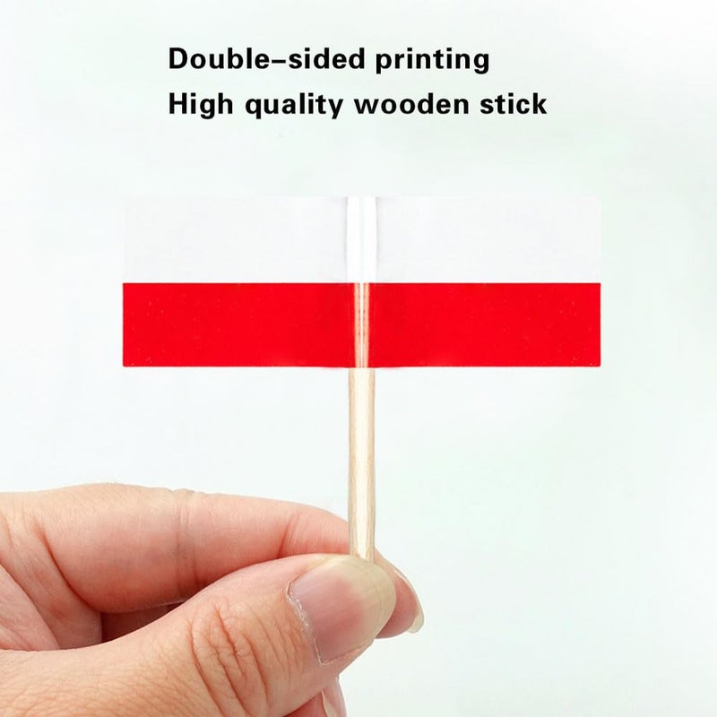 mflagperft Poland Flag Polish Small Toothpick Mini Cupcake Flags Decorations (100 pcs) - Image 3