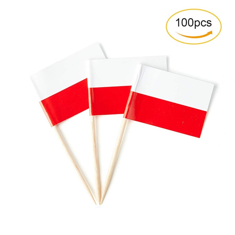 mflagperft Poland Flag Polish Small Toothpick Mini Cupcake Flags Decorations (100 pcs) - Image 4