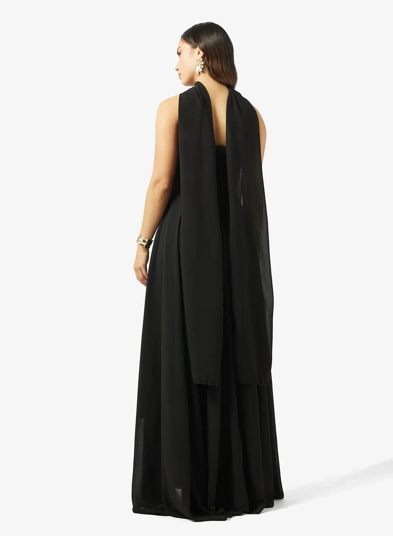 Ginger Boutique Bandeau Peplum Dropwaist Dress with Scarf