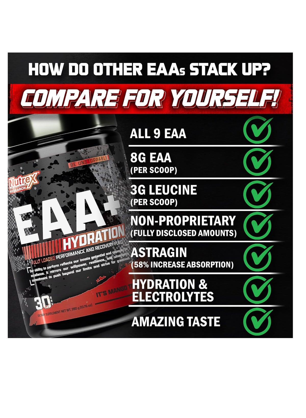 Eaa Hydration Powder It'S Mango Time Flavour 30 Serving 390 G
