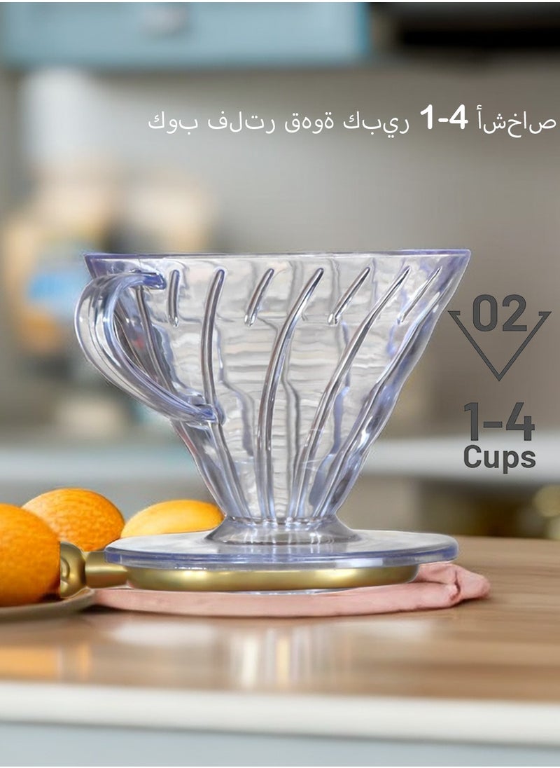 EqiEch AS Resin V60 Coffee Dripper Pour Over Coffee Filter Size 02 Clear  - Image 3