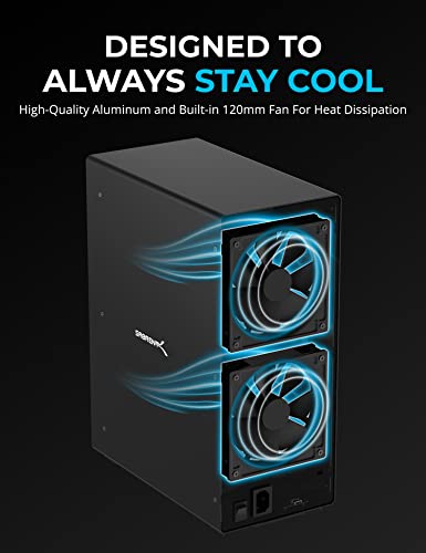 SABRENT 10-Bay USB 3.2 Gen 2 SATA Docking Station for 3.5” HDD/SSD, 10 Gbps USB-C DAS, Tray-Less Hot-Swap, Aluminum Enclosure, Dual Cooling Fans, Individual Power Switches, No RAID (DS-UCTB) - Image 2