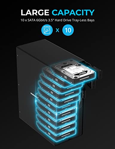 SABRENT 10-Bay USB 3.2 Gen 2 SATA Docking Station for 3.5” HDD/SSD, 10 Gbps USB-C DAS, Tray-Less Hot-Swap, Aluminum Enclosure, Dual Cooling Fans, Individual Power Switches, No RAID (DS-UCTB) - Image 5