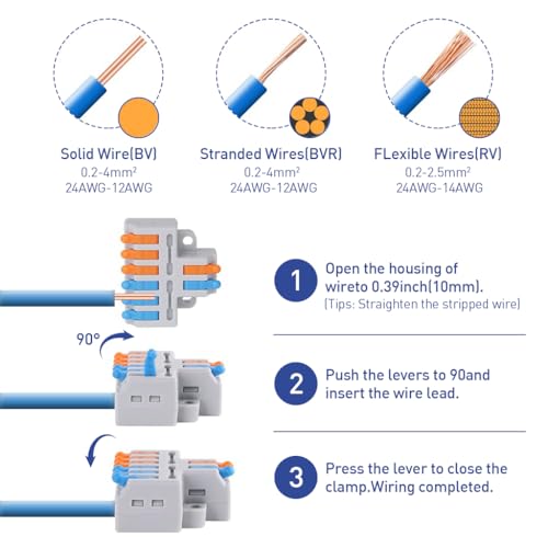 Serplex® 10Pcs Lever-Nut Wire Connectors, 2 in to 6 Out Quick Wiring Cable Connector for AWG 28-12, Compact Electrical Connectors, Versatile Quick Wiring for Hard/Flexible Wire, Flame Retardant - Image 4