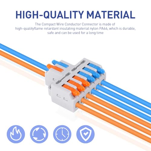 Serplex® 10Pcs Lever-Nut Wire Connectors, 2 in to 6 Out Quick Wiring Cable Connector for AWG 28-12, Compact Electrical Connectors, Versatile Quick Wiring for Hard/Flexible Wire, Flame Retardant - Image 5