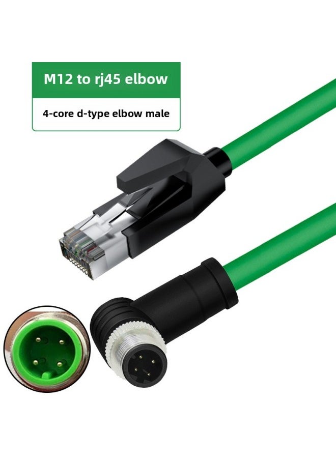 Generic M12 To RJ45 Connector Profinet Industrial Network Cable Bus 4/8 Core Straight ADX Type High Flexibility Double Shield-Color:[elbow 4-core D-shaped Male Head—m12 To Rj45]-Line Length:50 M  - Image 1