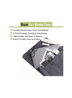 The Bros Bedside Storage Pocket, 2 Pcs Felt Bedside Storage Hanging, Space Saving, 5 Pockets Holds Phone, Books, Remote, Magazines, Fit for Headboards Bed Rails Bunk Sofa (Dark Gray, Light Gray)  - Image 4