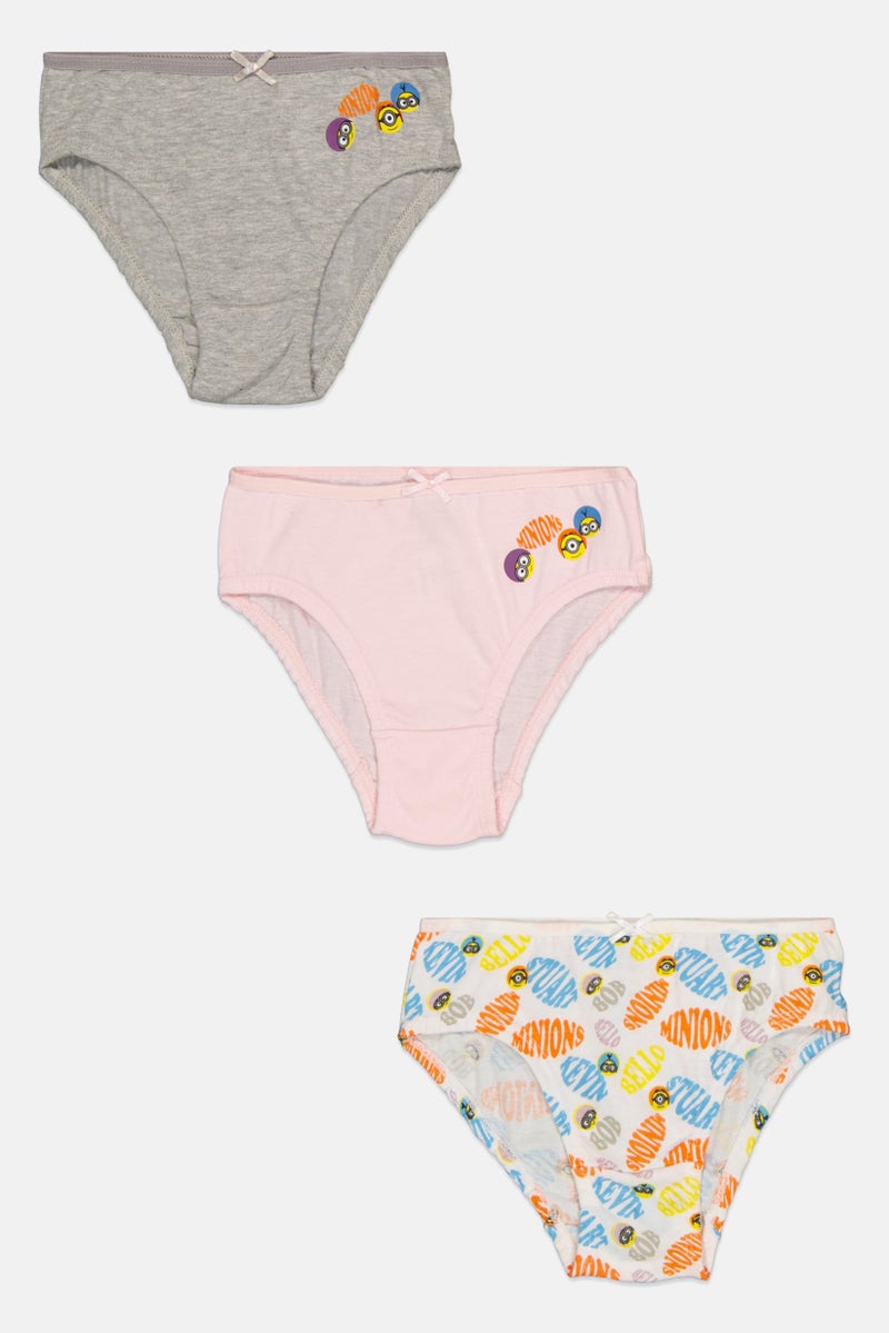 Minions Kids Girl 3 Pieces Graphic Print Briefs, Multicolor - Image 2