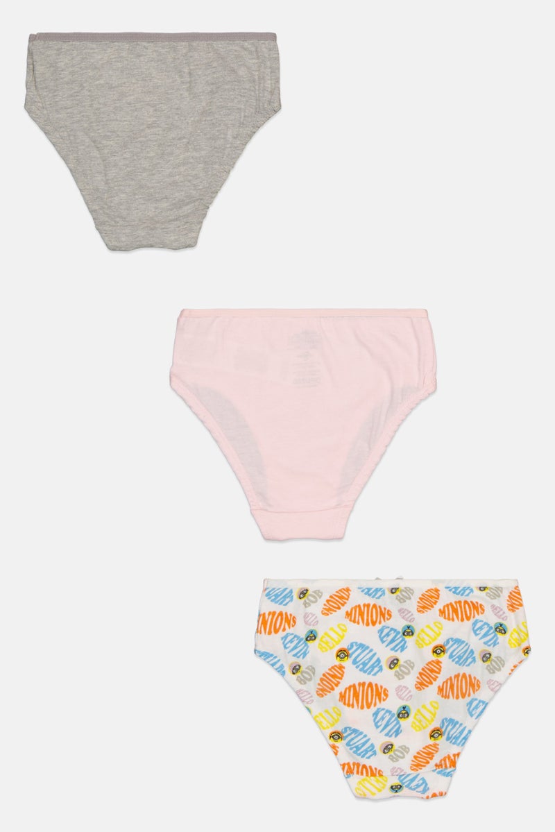 Minions Kids Girl 3 Pieces Graphic Print Briefs, Multicolor - Image 3