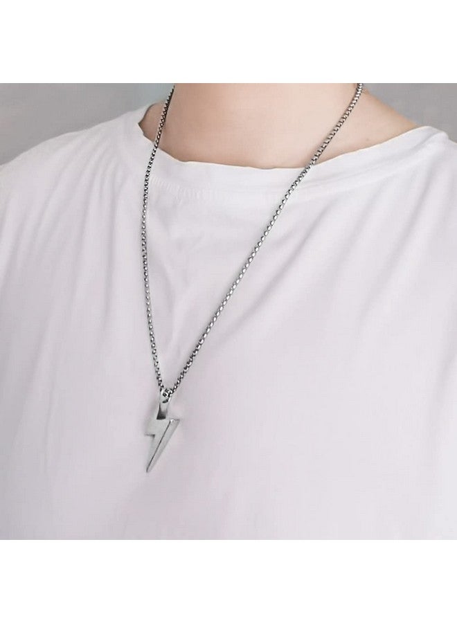 JSEA Stainless Steel Black Gold Silver Tone Lightning Bolt Pendant Necklace For Women Men With Popcorn Chain(S) - Image 5