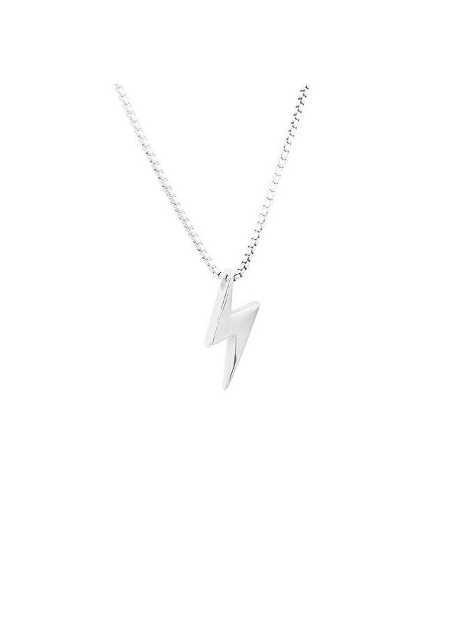 JSEA Stainless Steel Black Gold Silver Tone Lightning Bolt Pendant Necklace For Women Men With Popcorn Chain(S) - Image 1
