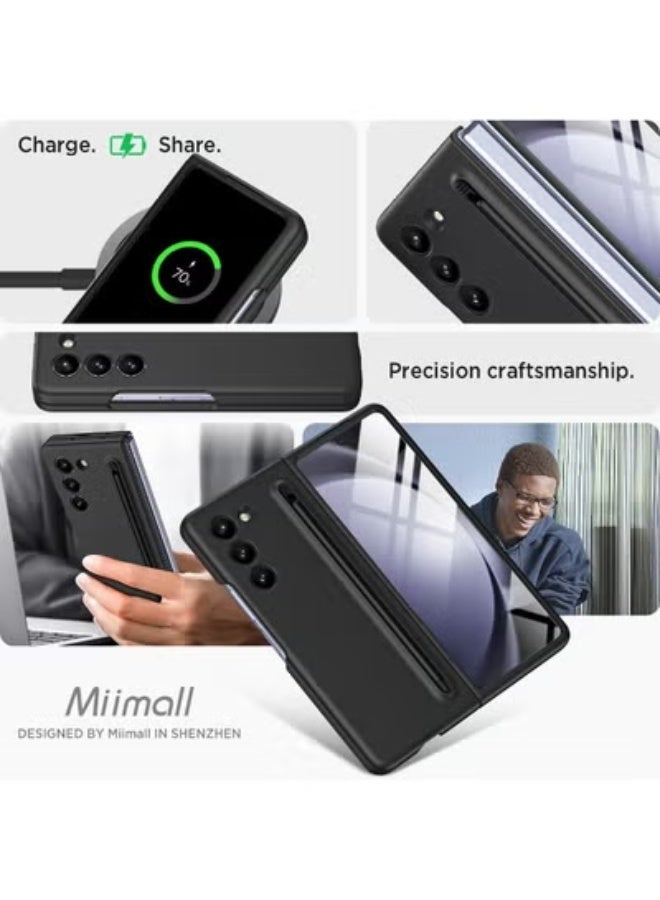 Bukela Samsung Galaxy Z Fold 6 Case with Stylus & S Pen Holder, Built-in Screen Protector, Ultra Slim Durable, Wireless Charging Compatible, Black - Image 2