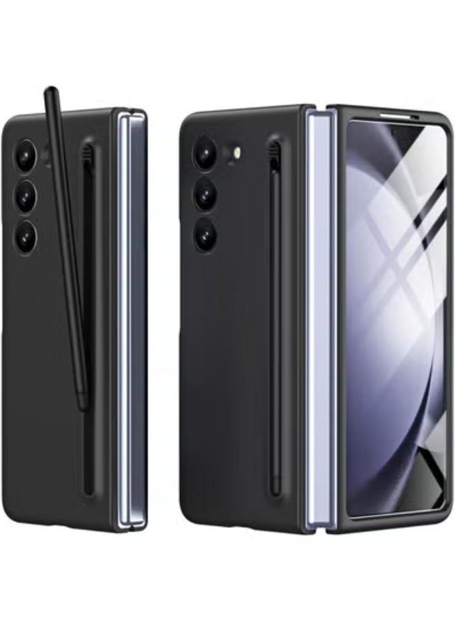 Bukela Samsung Galaxy Z Fold 6 Case with Stylus & S Pen Holder, Built-in Screen Protector, Ultra Slim Durable, Wireless Charging Compatible, Black - Image 1