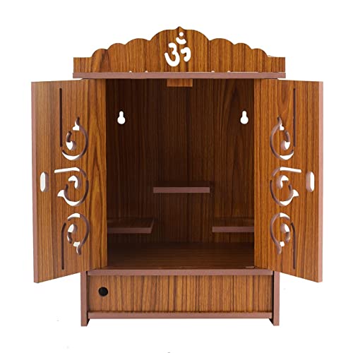 LAKHAJI LAKHAJI Wooden Readymade Wall Hanging Puja Temple for Home God Stand for Pooja Room Mandir Wood Devghar Stand for Office and Shop LAKHAJI455  - Image 3
