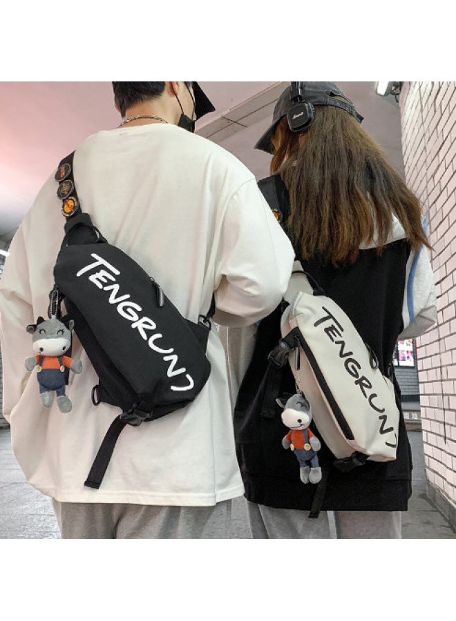 Generic Men's Bag Fashion Crossbody Bag Boys Backpack Niche Sports Casual Bag Women's Shoulder Bag Distinctive Japanese Style Chest Bag-Color:Black Without Accessories  - Image 1