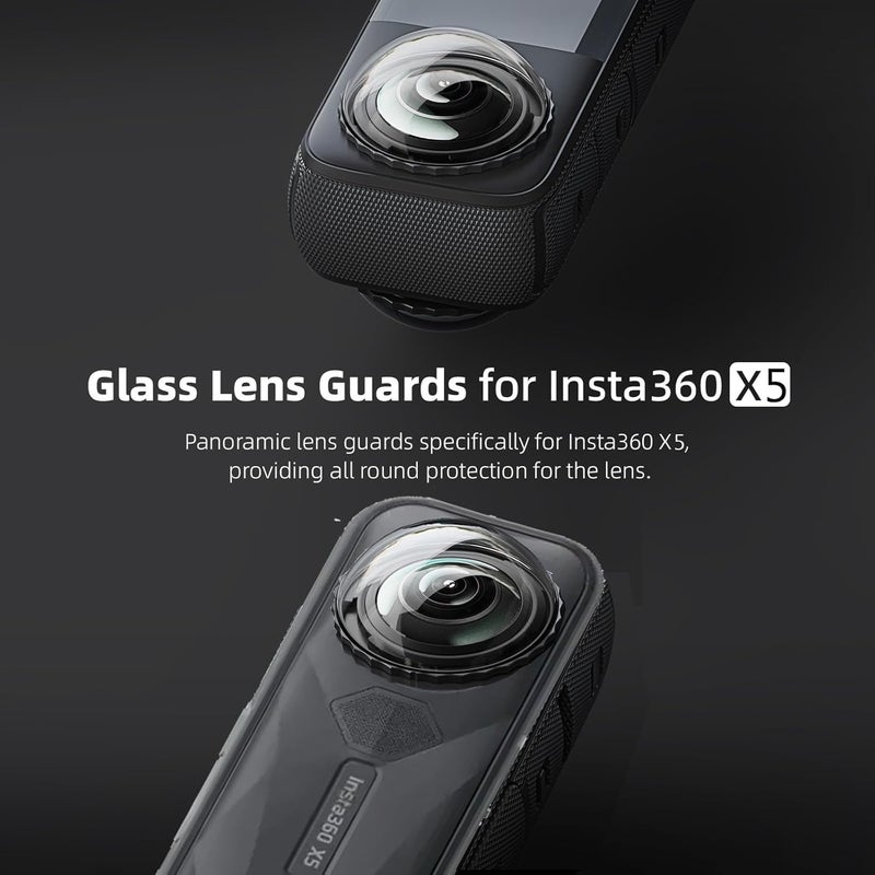 Adofys Silicon Protective lense Cap Screen Protectors and Lens Guards for Insta360 X5 Accessories, Bundle Include 1pc Silicone Cap+2pcs Screen Protectors+2pc Lens Guards - Image 2