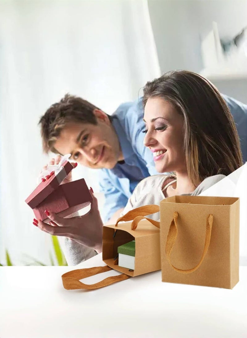 10 Pack Brown Kraft Paper Bags,Small Gift Bag,Square Party Favor Bags with Rope Handle,14x14x8cm - Image 2