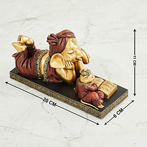 Karigaari India Lord Ganesha Reading Book with Mouse, Ganeshji Murti Idol Decorative Religious Showpiece for Home Decor, Pooja Room, Temple & House Warming Gift - Image 3
