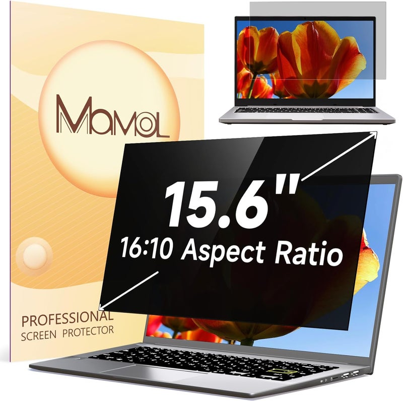 Mamol Laptop Privacy Screen 15.6 Inch Compatible with HP/ Dell/ Acer/ Samsung/Asus/ Lenovo/Toshiba, Removable 16:10 Aspect Privacy Filter Screen Protector for 15.6 Inch Laptop, Anti Glare Blue Light Laptop - Image 1
