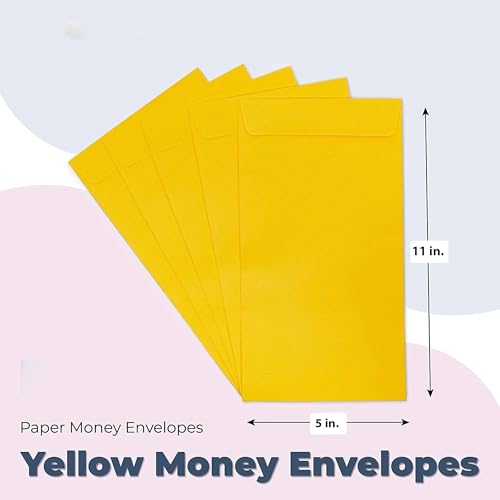 sudyut 11X5 Inch (Pack of 50) Laminated Yellow Paper Envelope Ideal For Home Office Business Corporate | For Secure Mailing cheques Letters Documents | Poly Laminated inside | 100 GSM - Image 2