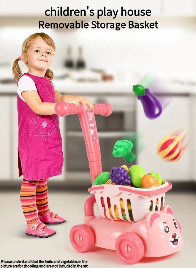 Vixplorn Baby simulation shopping cart, children's simulation supermarket shopping cart, children's family simulation supermarket, children's stroller role play set toy, grocery store shopping cart with wheels, easy to assemble, child-safe and durable, suitable for children over 2 years old.  - Image 5