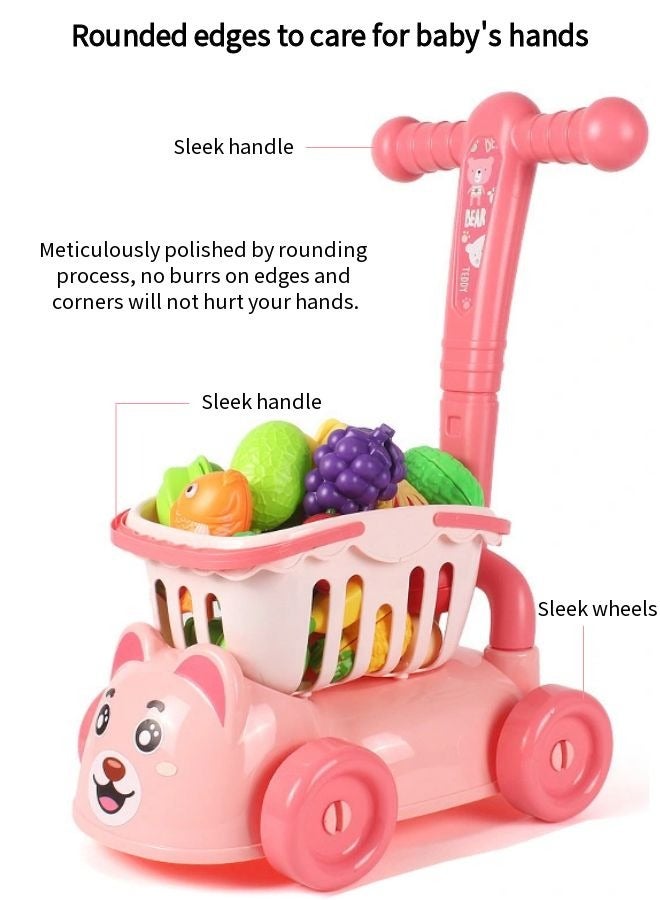Vixplorn Baby simulation shopping cart, children's simulation supermarket shopping cart, children's family simulation supermarket, children's stroller role play set toy, grocery store shopping cart with wheels, easy to assemble, child-safe and durable, suitable for children over 2 years old.  - Image 4