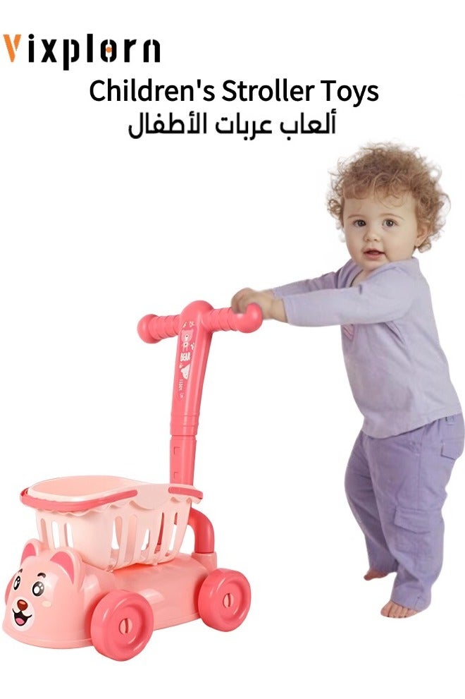 Vixplorn Baby simulation shopping cart, children's simulation supermarket shopping cart, children's family simulation supermarket, children's stroller role play set toy, grocery store shopping cart with wheels, easy to assemble, child-safe and durable, suitable for children over 2 years old.  - Image 1