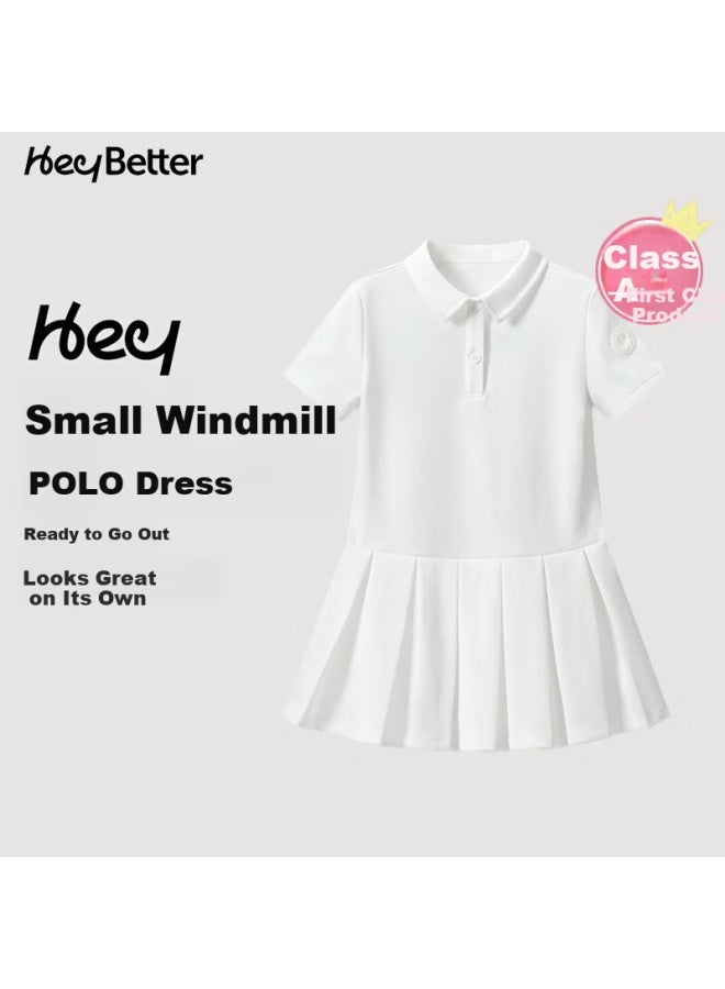 Heybetter Children'S Polo Short-Sleeve T-Shirt Dress, Xiao Moji (Off-White), 120 - Image 2