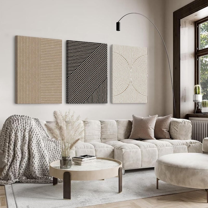 Youillne Boho Modern Wall Art Pictures Neutral Abstract Canvas Wall Decor Minimalist Line Wall Art Beige Brown Black Poster Mid Century Painting Artwork for Living Room Bedroom 24x36x3 Inch Wrapped Canvas - Image 4