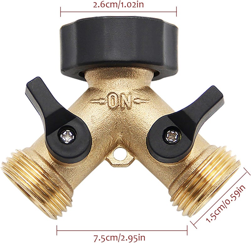 Lifynste 2 Way Brass Hose Splitter, 3/4" Brass Hose Connectors, Y Connector Garden Hose Adapter Connector, 2 Pack - Image 2