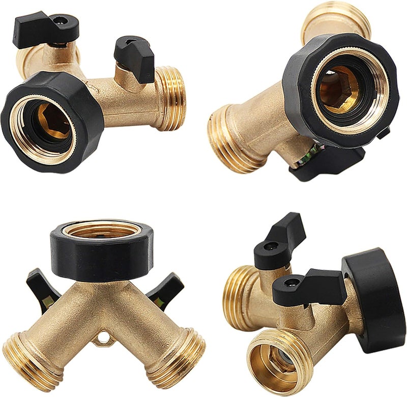 Lifynste 2 Way Brass Hose Splitter, 3/4" Brass Hose Connectors, Y Connector Garden Hose Adapter Connector, 2 Pack - Image 4