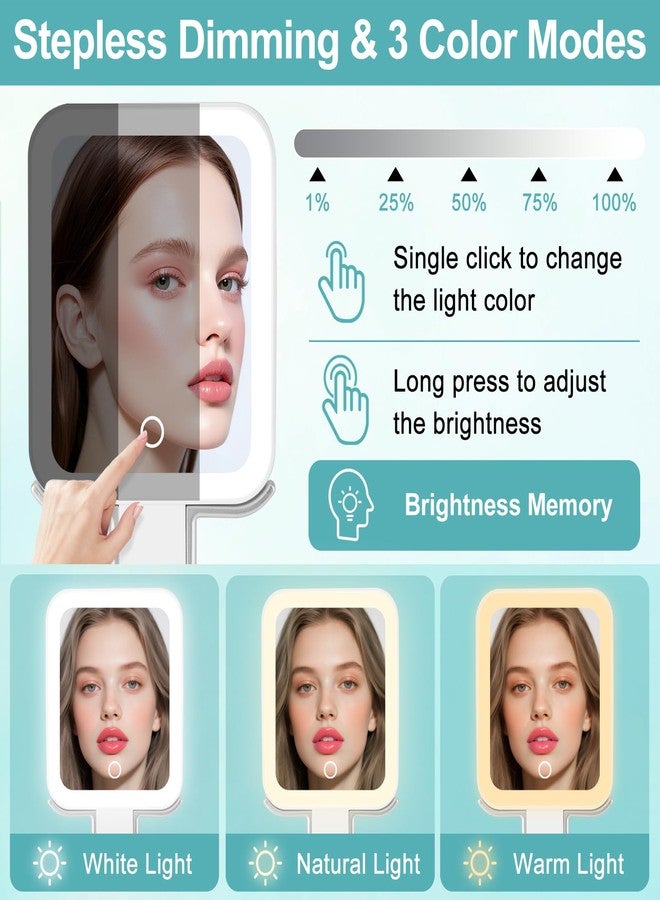 DECLUTTR Makeup Mirror with Lights, Rechargeable 1X/15X Magnifying Mirror with Light Double-Sided, Portable Handheld/Desk/Hanging Magnifying, 3 Color Lighting, Dimmable Touch Screen, White - Image 4