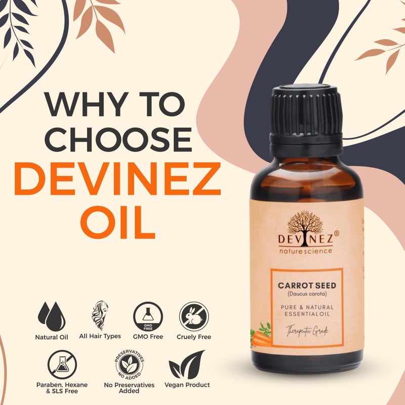 Devinez Carrot Seed Essential Oil, 15ml (Pack of 2) 100% Pure, Natural & Undiluted - Smooth Wrinkles, Fight Free Radicals, Firm and Tone the Skin, Enhance Skin Rejuvenation, Get Thick, Shiny, Healthy Hair - Image 2
