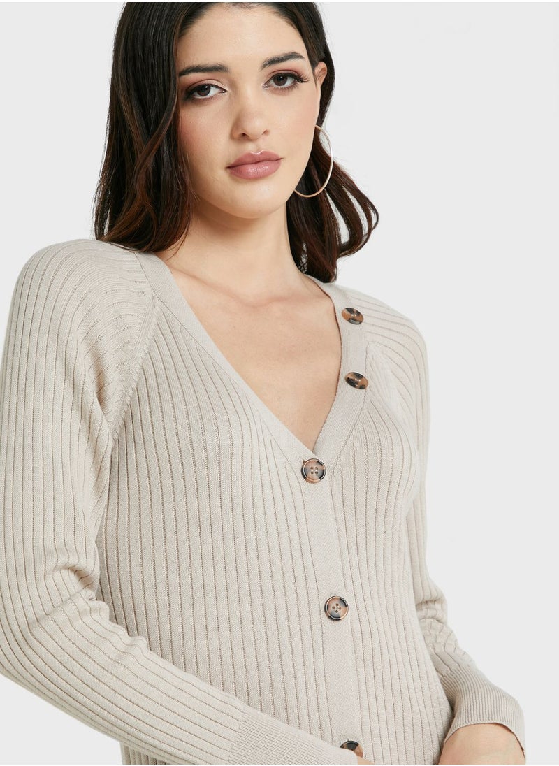 Jacqueline de Yong - Knitted Button Down Longline Cardigan - Image 1