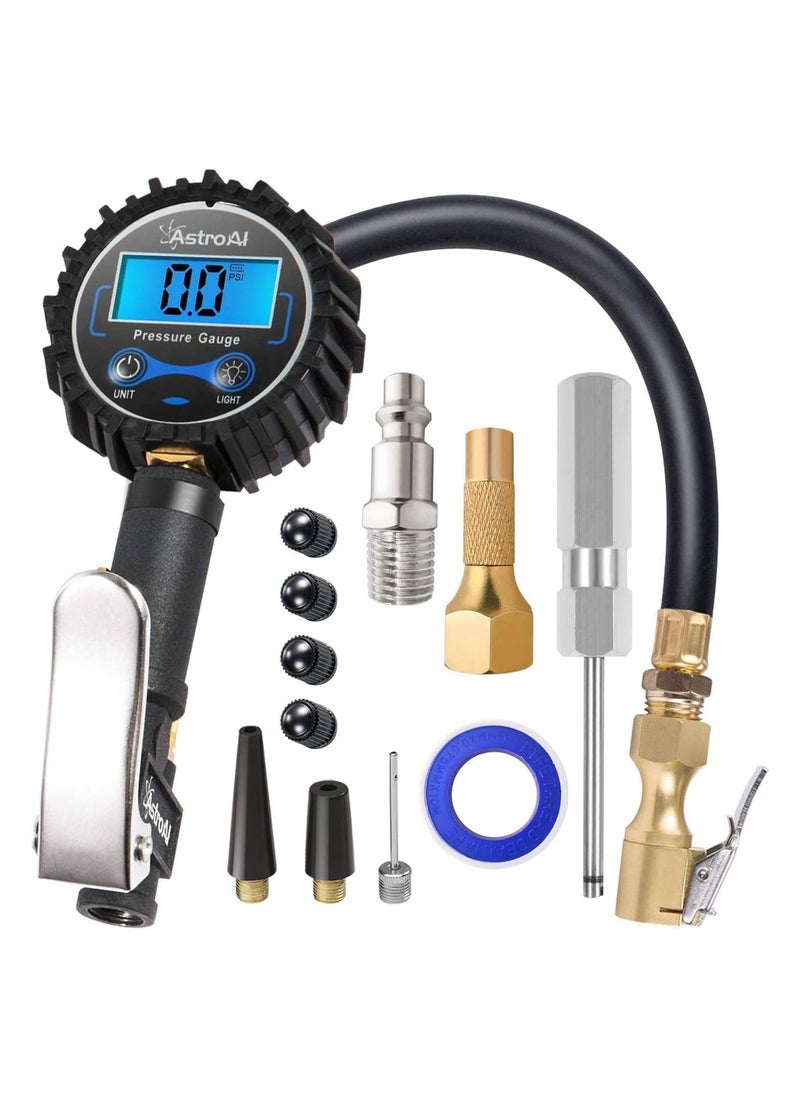 Generic Tyre Inflator, Digital Tire Inflator with Pressure Gauge, 250 PSI Air Chuck and Compressor Accessories Heavy Duty with Rubber Hose and Quick Connect Coupler for Car,Truck, Motorcycle  - Image 1