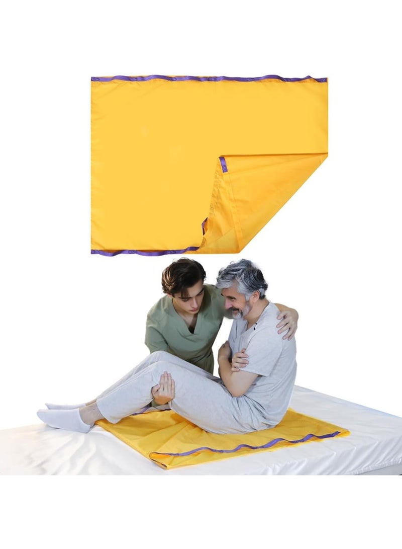 Ehucon Slide Sheet with Handles for Patient Transfer, Reusable Transfer Sheet for Elderly, Hospital Bed Repositioning & Mobility Aid for Caregivers (Yellow with Handles) - Image 1