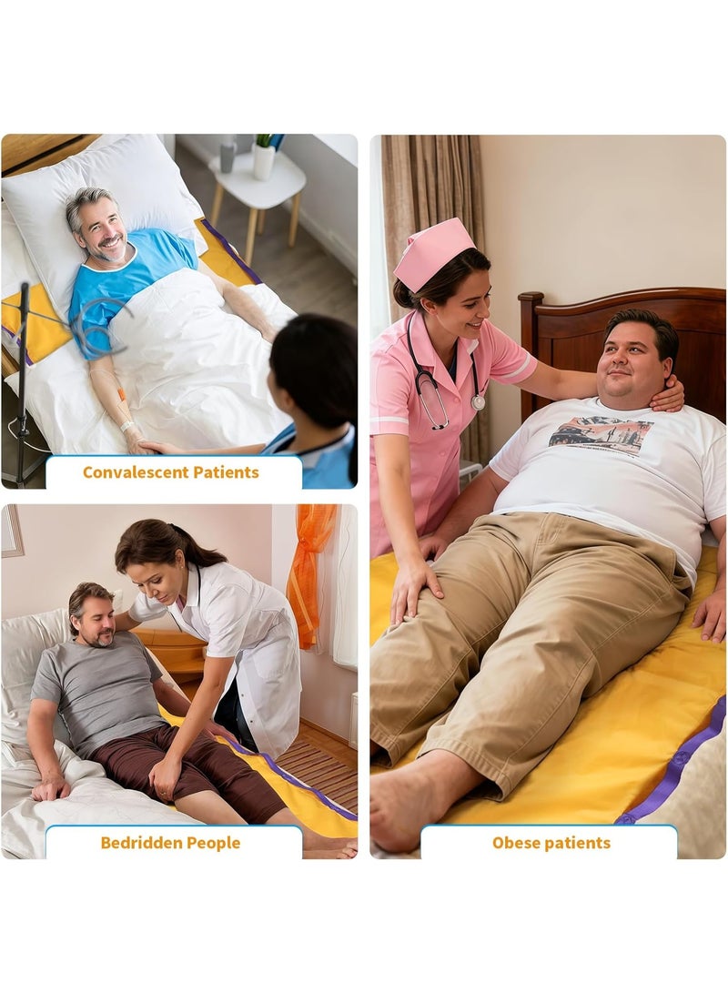 Ehucon Slide Sheet with Handles for Patient Transfer, Reusable Transfer Sheet for Elderly, Hospital Bed Repositioning & Mobility Aid for Caregivers (Yellow with Handles) - Image 3