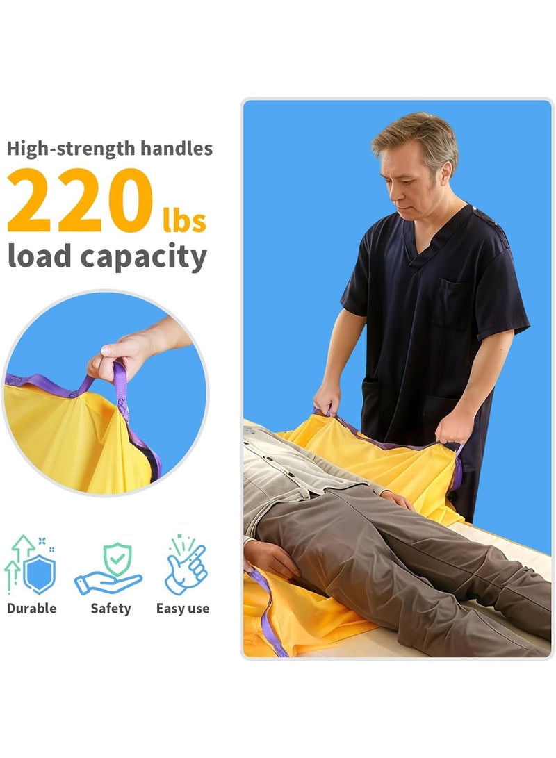 Ehucon Slide Sheet with Handles for Patient Transfer, Reusable Transfer Sheet for Elderly, Hospital Bed Repositioning & Mobility Aid for Caregivers (Yellow with Handles) - Image 4