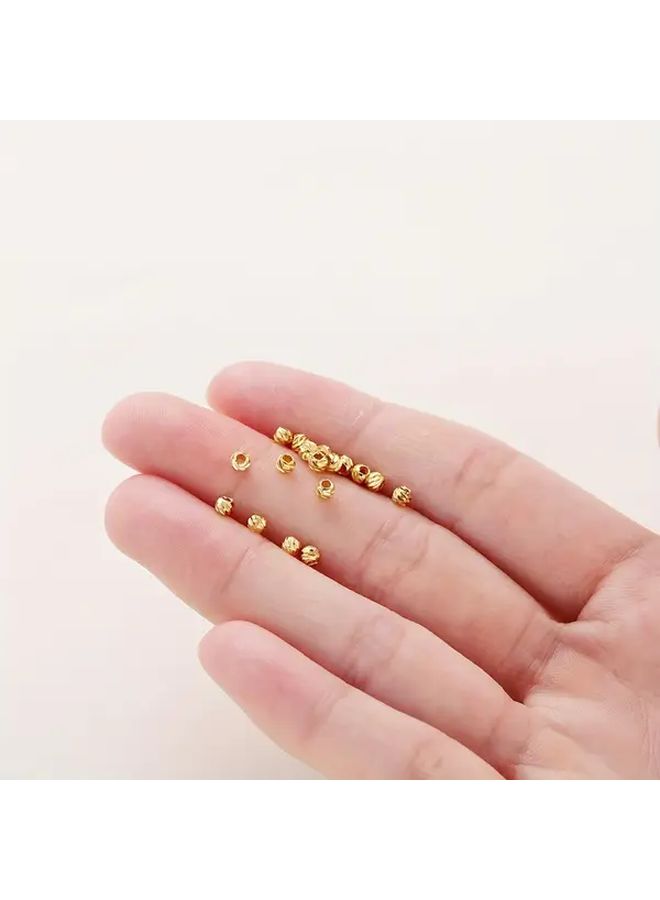 100Pcs 14k Golden Plated Spacer Beads 2 5mm Brass Jewelry Findings For DIY Earrings Necklaces Bracelets - Image 2