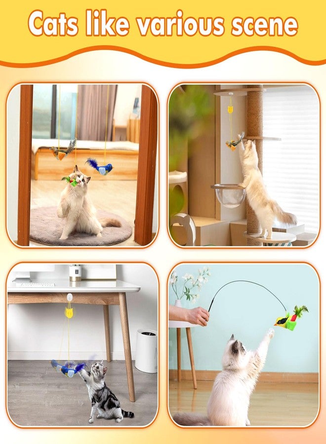 Interactive Cat Toys for Indoor Cats, Retractable Door Hanging Cat Toys with Catnip and Feathers, 3 Pack Chirping Bird Cat Toy for Chase Exercise Boredom Buster for Kittens & Adult Cats - Image 3