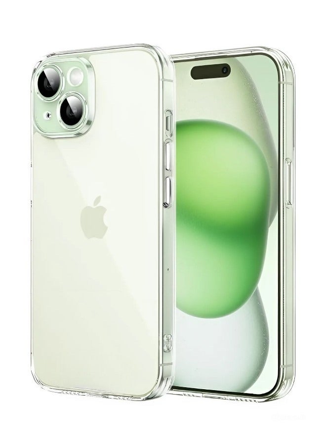 S-TOP iPhone 15 Plus, Shockproof mobile phone case anti-scratch protection cover that supports MagSafe wireless charging, made of high-quality thermoplastic polyurethane - transparent