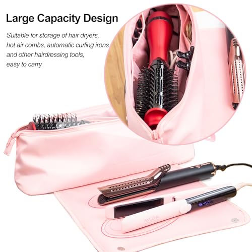 ANGENIL Large Capacity Heat Mat Hot Hair Iron Tools Travel Bag, 2 in 1 Portable Organizer Bags with Large Heat Resistant Mat for Hair Straighteners, Curling Irons, Hot Air Brushes, Travel Essentials - Image 4