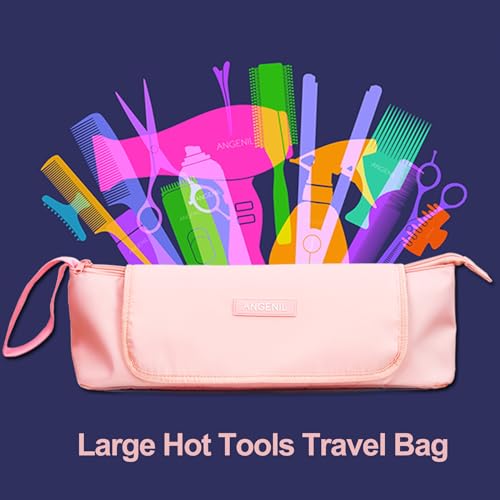ANGENIL Large Capacity Heat Mat Hot Hair Iron Tools Travel Bag, 2 in 1 Portable Organizer Bags with Large Heat Resistant Mat for Hair Straighteners, Curling Irons, Hot Air Brushes, Travel Essentials - Image 3