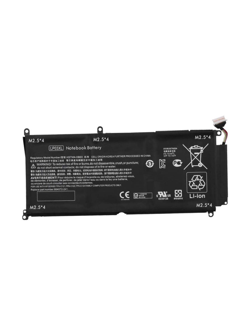 Terabyte LP03XL Battery Compatible HP Envy 15-ae000 15-ae100 M6-P113Dx M6-P Series LP03048XL HSTNN-DB6X HSTNN-DB7C HSTNN-UB6R TPN-C121 C122 TPN-C124 804072-241 807211-121 221 807211-241 807417-005 11.4V 48Wh - Image 1