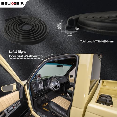 BELKEBIR Front Left & Right Side Door Weather Stripping, Rubber Seal Trim Weatherstrip Compatible with 1988-2000 Chevy GMC C1500 C2500 C3500 K1500 K2500 K3500 Blazer Suburban Tahoe Yukon, Cadillac Escalade - Image 2