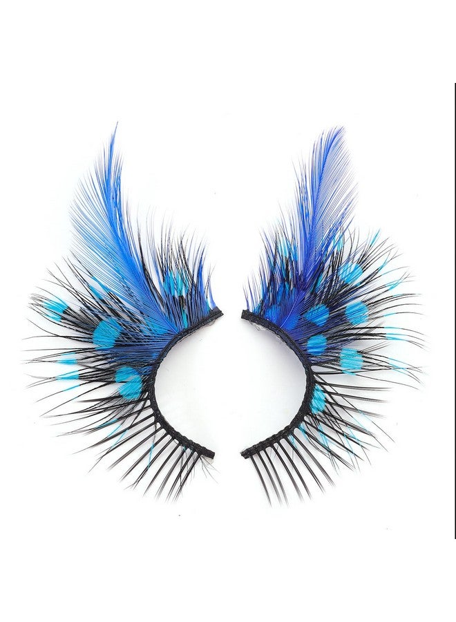 DSLONG Halloween Eyelashes Green Feather Eyelashes Dramatic Extra Long Big Halloween Colored Lashes Cosplay Feather Lashes Show Dance Makeup Tools Reusable (A2) - Image 3