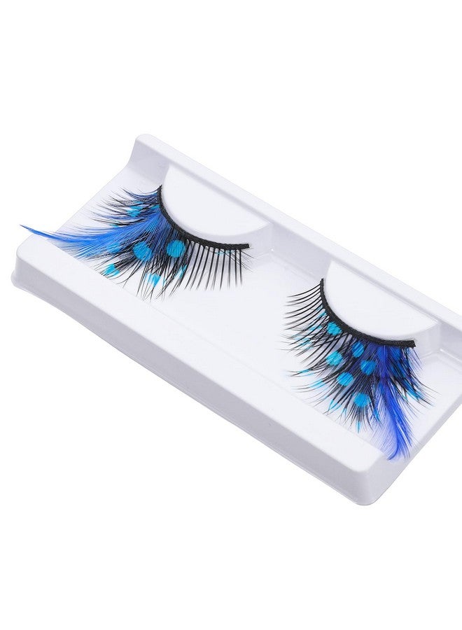 DSLONG Halloween Eyelashes Green Feather Eyelashes Dramatic Extra Long Big Halloween Colored Lashes Cosplay Feather Lashes Show Dance Makeup Tools Reusable (A2) - Image 2
