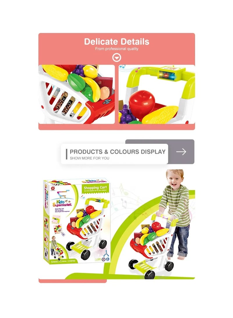 Cute Design Super Mark Trolley Pretend Play Supermarket Trolley Toy Supermarket Trolley Toy - Image 4